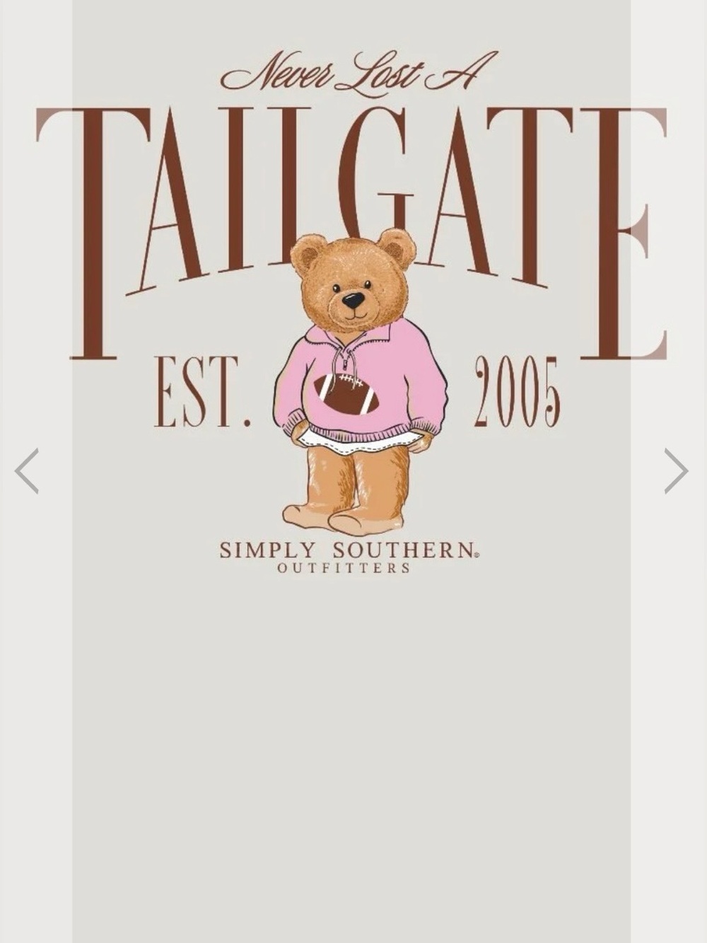 🏈🧸EUC Simply Southern "Never Lost a Tailgate🏈🧸Crewneck Sweatshirt" Lt. Gray🩶M-L - Picture 4 of 10